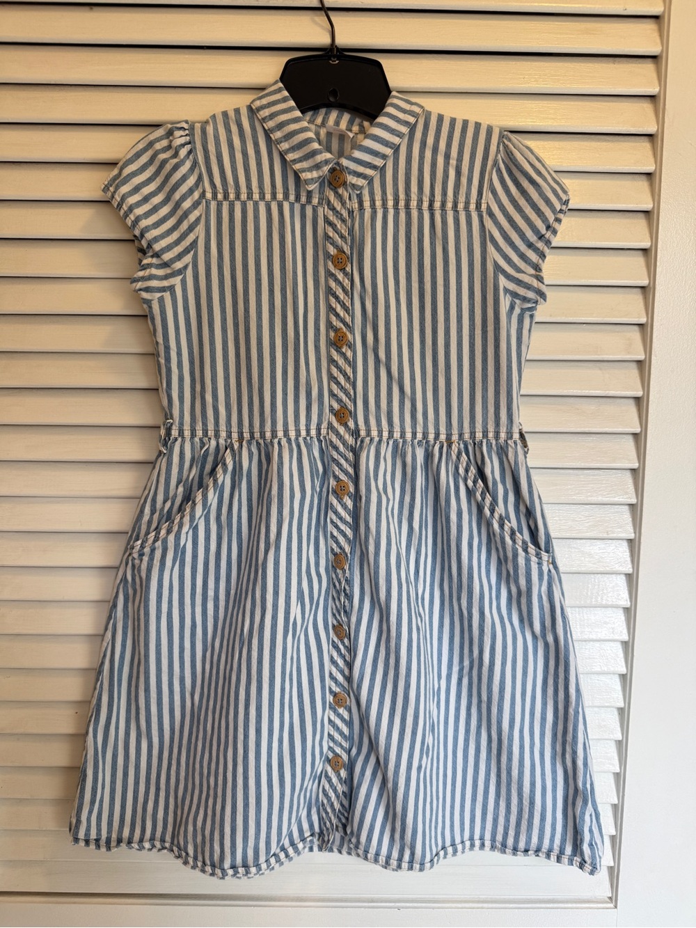 wonder nation Blue and White Denim Striped Button-Front Dress